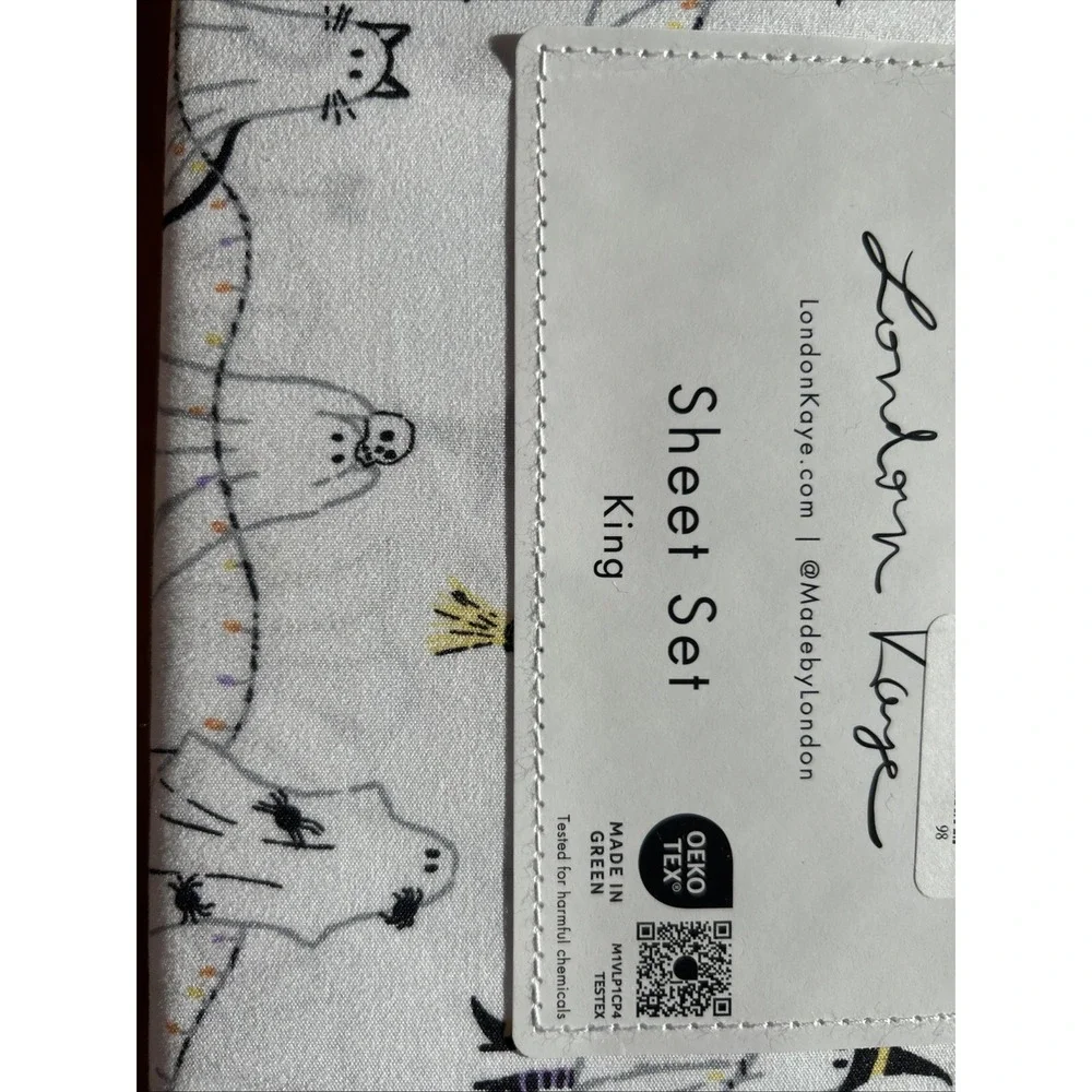 London Kaye King Size Halloween Ghost Witch Sheets New